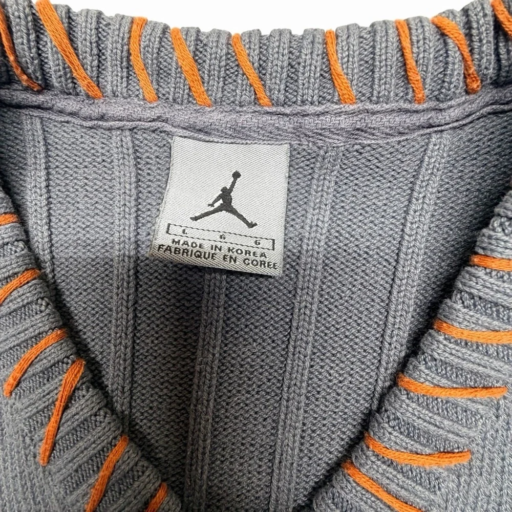 Nike Air Jordan Argyle Sweater Vest Mens Gray Orange V Neck Jumpman Golf Size L